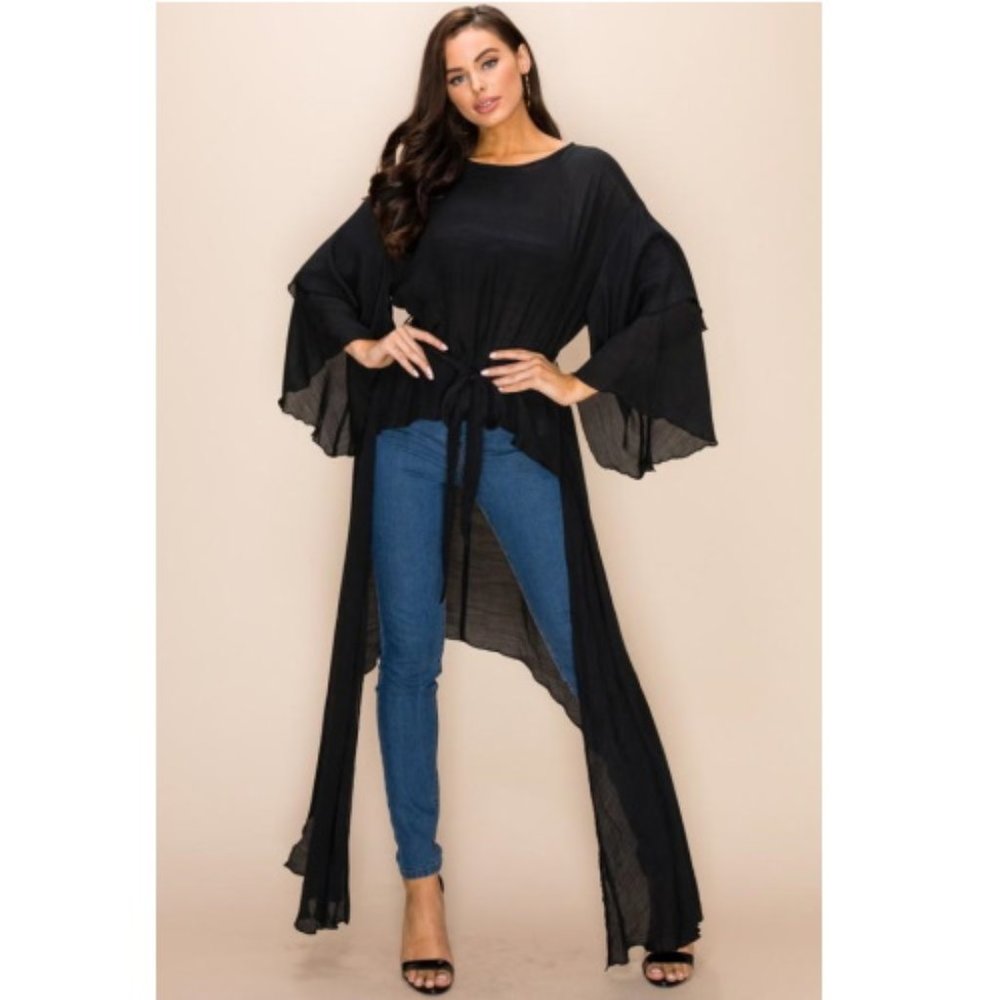 Oversized Silky Dramatic Hi Low Top